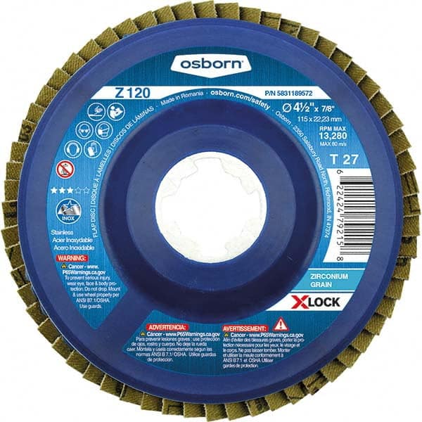 Osborn - 5" 40 Grit 5/8-11 Center Hole Type 27 Zirconia Alumina Flap Disc - Americas Industrial Supply