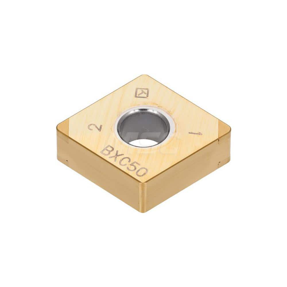Turning Insert: 4QP-CNMA432 BXC50, Polycrystalline Cubic Boron Nitride TiN Finish, Neutral, 1/2″ Inscribed Circle, 0.0310″ Corner Radius, 80.0 ° N/A Diamond, Series CNMA