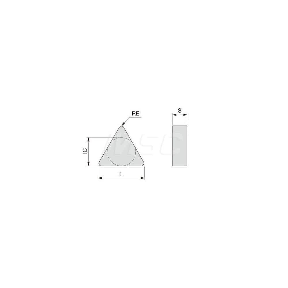 Turning Insert: S-TNGN223 BXC90, Polycrystalline Cubic Boron Nitride TiN Finish, Neutral, 1/4″ Inscribed Circle, 0.0470″ Corner Radius, 60.0 ° N/A Triangle, Series TNGN