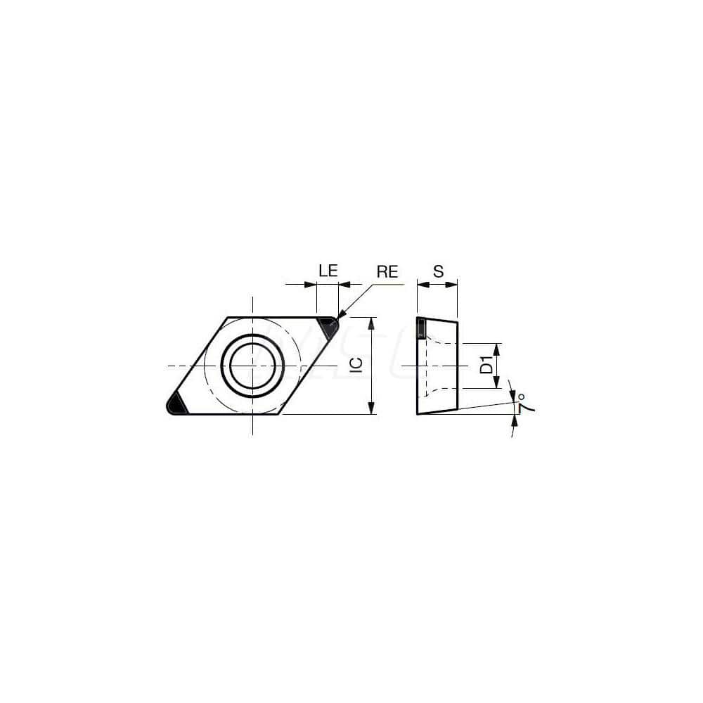 Turning Insert: 2QP-DCGW32.51-E BX815, Polycrystalline Cubic Boron Nitride Uncoated Finish, Neutral, 3/8″ Inscribed Circle, 0.0160″ Corner Radius, 55.0 ° N/A Diamond, Series DCGW