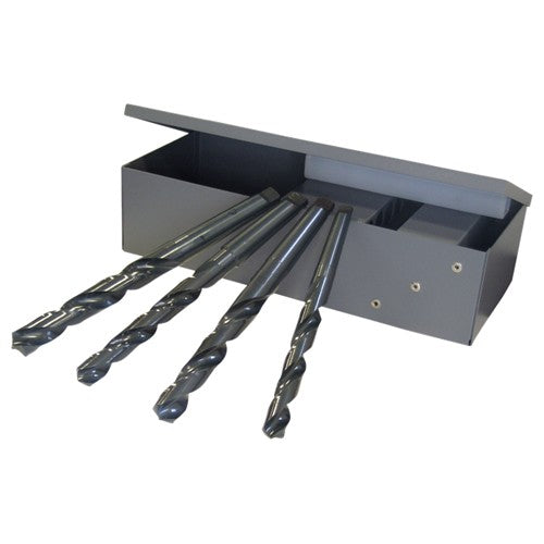 49/64-1 RHS / RHC HSS 118 Degree Radial Point General Purpose Taper Shank Drill Set - Steam Oxide - Exact Industrial Supply
