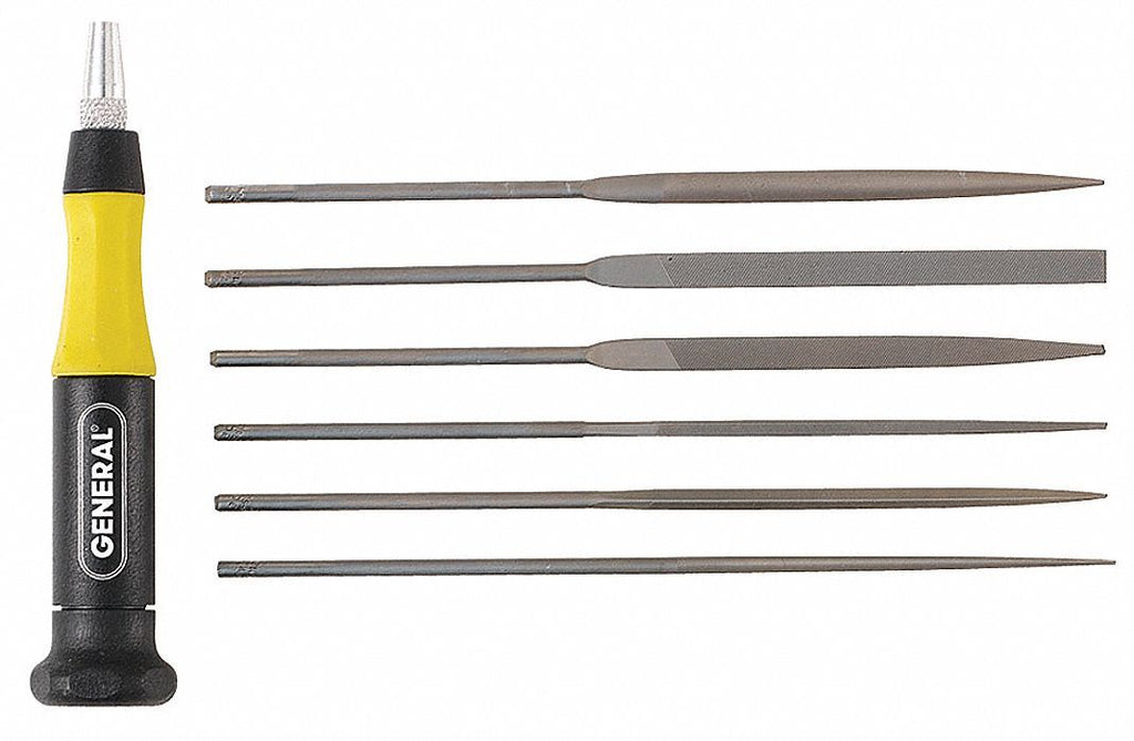 5-1/2" Swiss Pattern Needle File Set with Natural Finish; Number of Pieces: 6 - Americas Industrial Supply