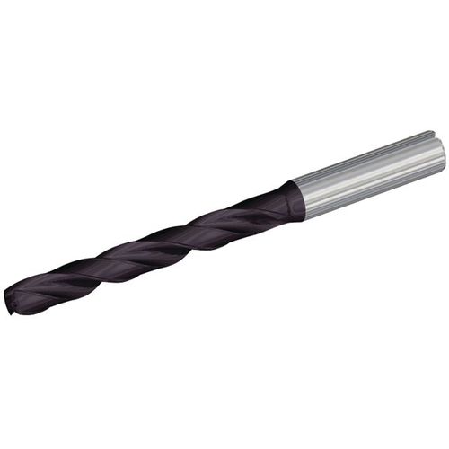 8.1 mm Dia. × 10 mm Shank × 80 mm Flute Length × 122 mm|4.8″ OAL, 132°, TiAlN, Coolant Thru, Round Solid Carbide Drill - Exact Industrial Supply