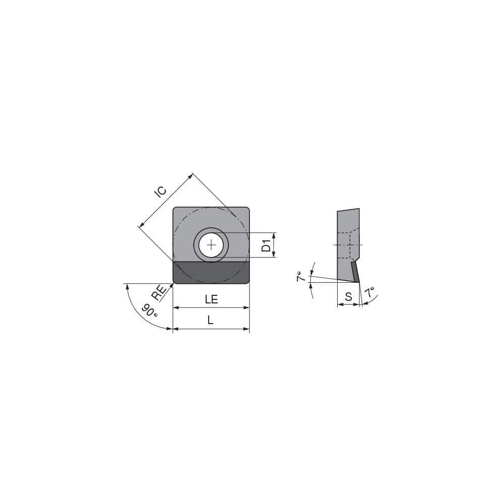 Turning Insert: SCGT3251FNA4CB1, Polycrystalline Diamond Uncoated Finish, Neutral, 0.0157″ Corner Radius, 90.0 ° N/A Square, Series SCGT