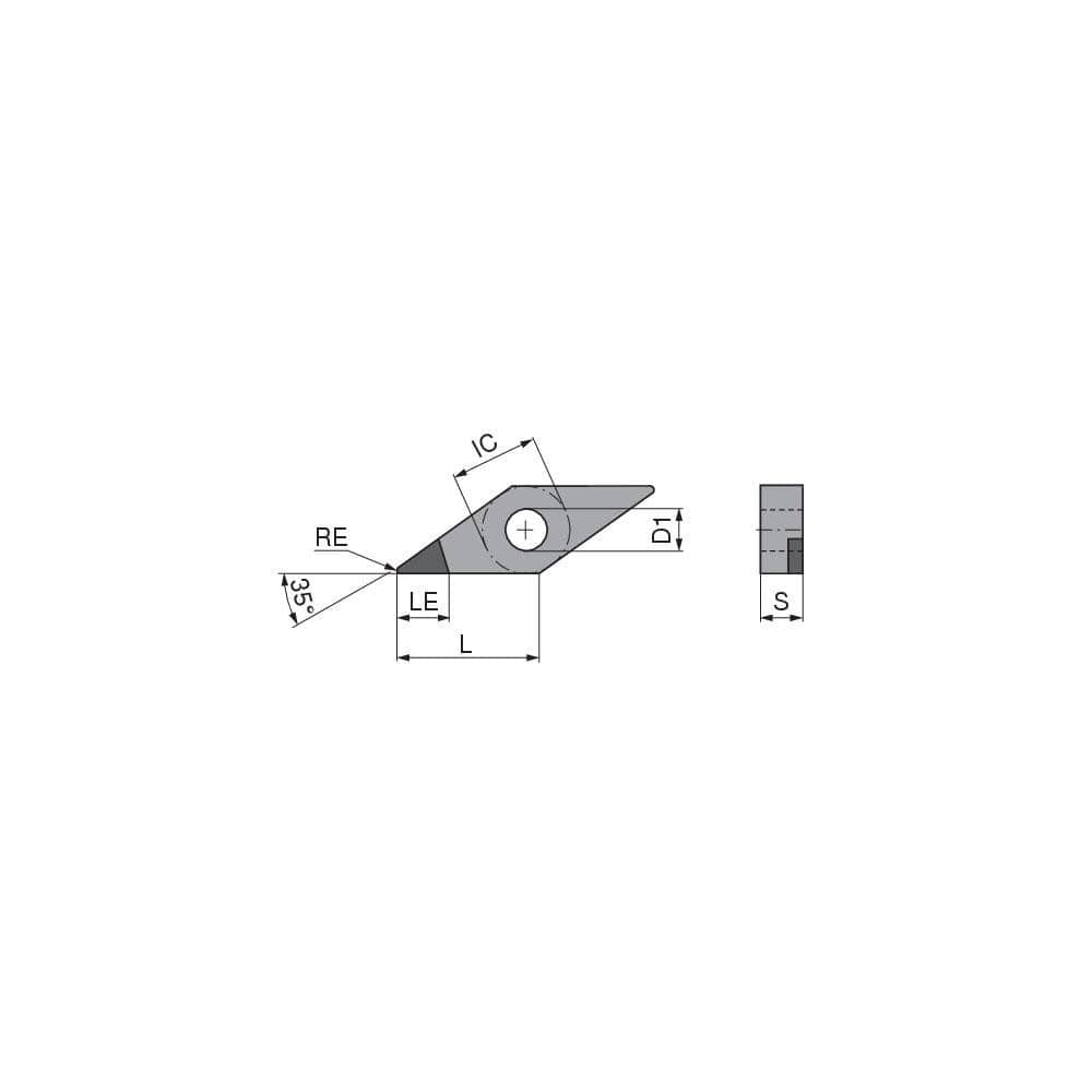 Turning Insert: VNGA331FN_A5 CTBH40U, Polycrystalline Cubic Boron Nitride TiN Finish, Neutral, 0.0157″ Corner Radius, 35.0 ° N/A Diamond, Series VNGA