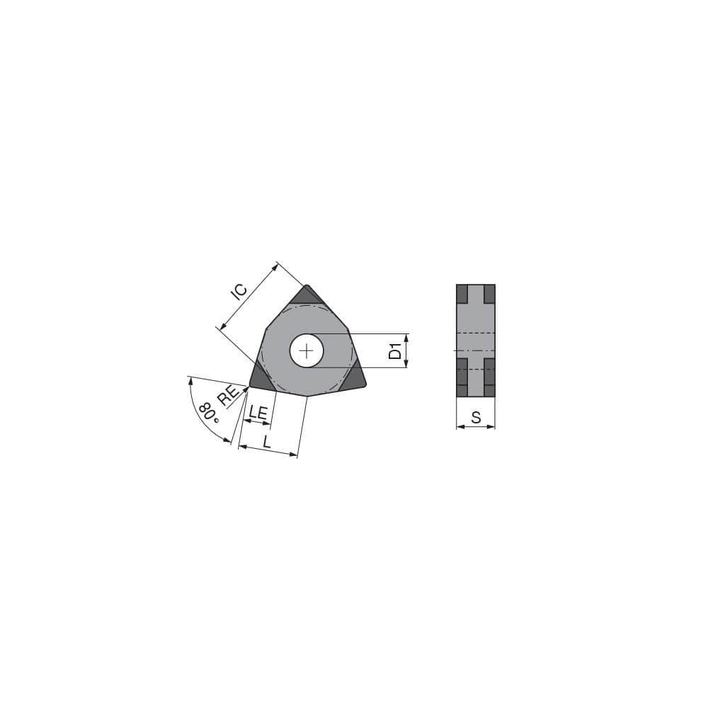 Turning Insert: WNGA432EN_M3-Q CTBH40C, Polycrystalline Cubic Boron Nitride TiN Finish, Neutral, 1/2″ Inscribed Circle, 0.0315″ Corner Radius, 80.0 ° N/A Trigon, Series WNGA