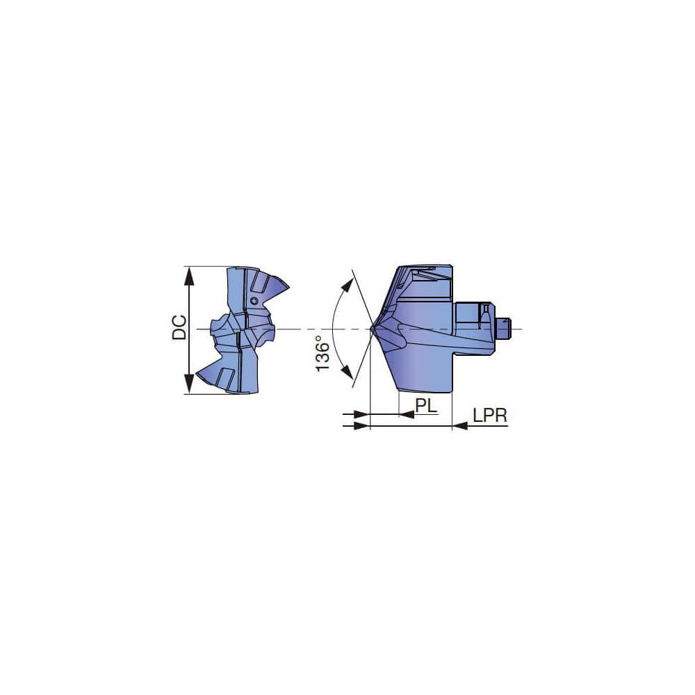 Replaceable Drill Tip: DMC225 AH9130, 136 ° N/A TiAlN Finish, No