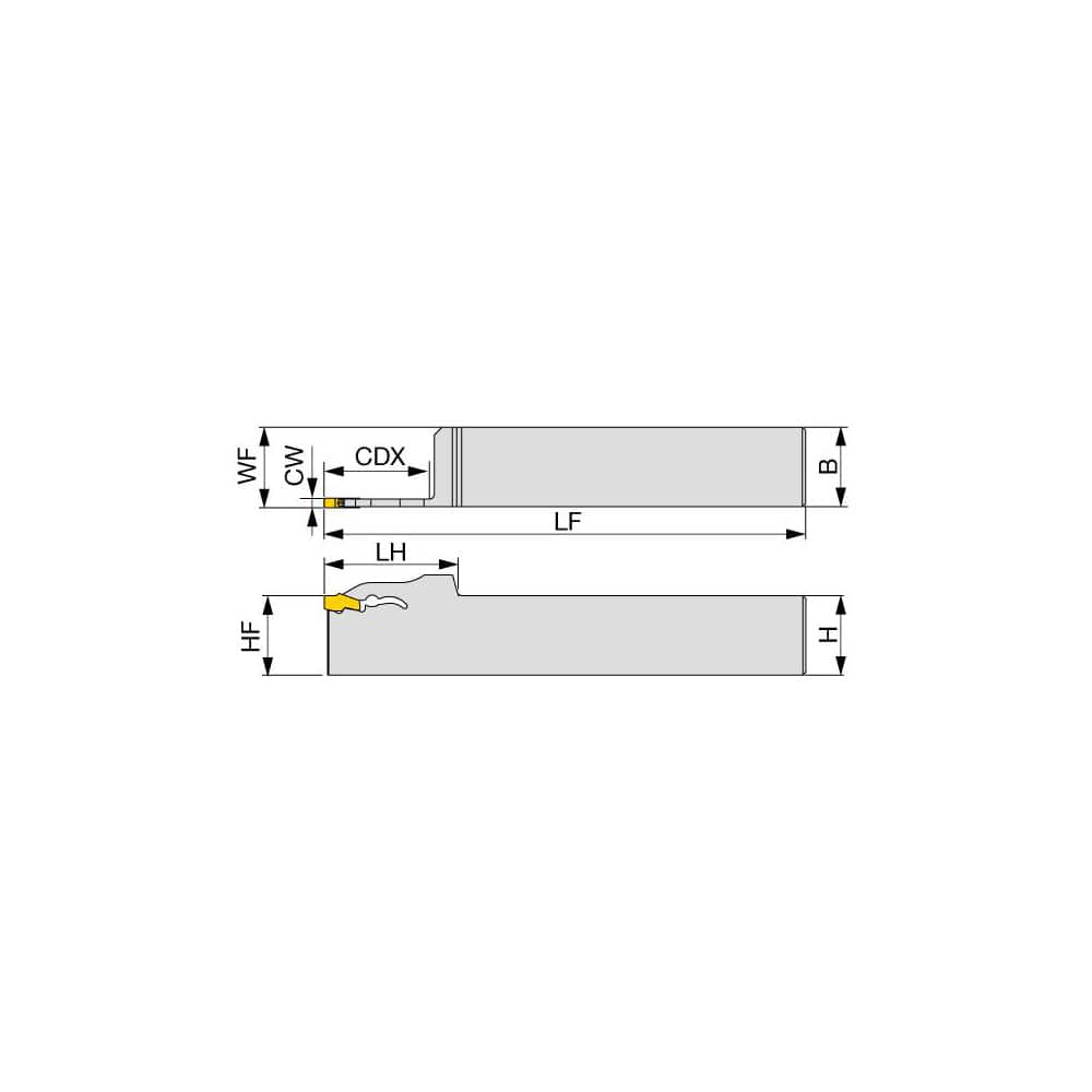 Indexable Grooving Toolholder: QSER16-4T33, 0.1575″ Max Groove Width 1.2990″ Max Depth, Uses 4 Inserts, 1.0000″ Shank Height, 1″ Shank Width, No