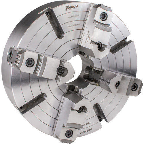 4-Jaw (2 Piece) Independent Forged Steel Body Chuck 12″ D-8 3.15″ Hole - Exact Industrial Supply