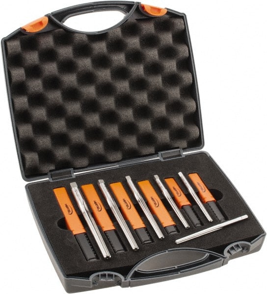 Hertel - #7/0 to #0 Pin, 0.0666 to 0.1638" Diam, 0.0497 to 0.1287" Small End, Straight Shank, Taper Pin Reamer Set - Americas Industrial Supply