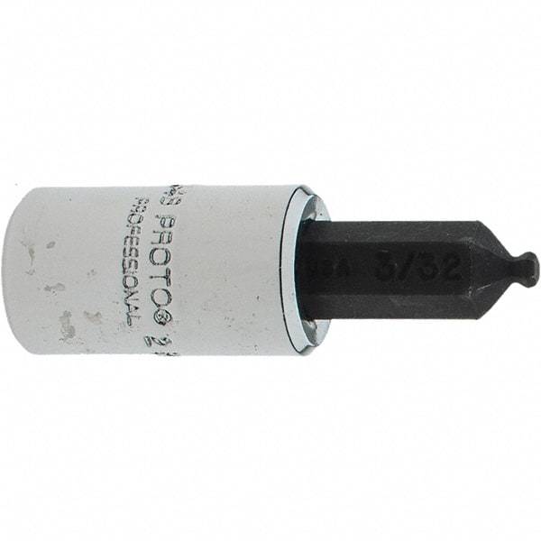 Proto - 1/4" Drive, 3/32" Hex Bit Socket - 1-1/2" OAL, 1.047" Bit Length, Ball End - Americas Industrial Supply