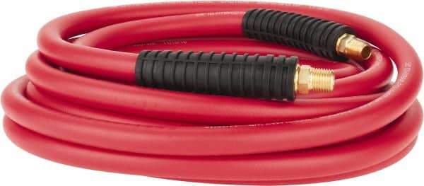 PRO-SOURCE - 3/8" ID x 0.6496" OD 25' Long Multipurpose Air Hose - MNPT x MNPT Ends, 300 Working psi, -40 to 180°F, 1/4" Fitting, Red - Americas Industrial Supply