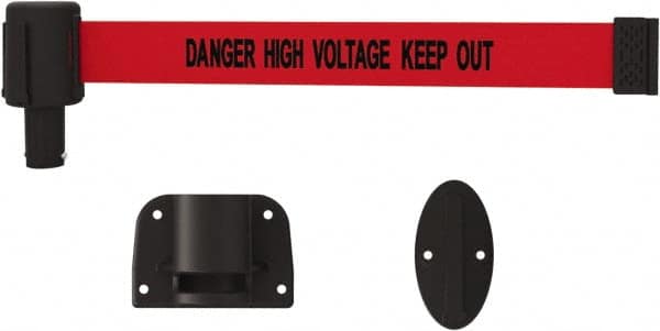 Banner Stakes - 15' Long x 2-1/2" Wide Nylon/Polyester Wall-Mounted Indoor Barrier - Black on Red - Americas Industrial Supply