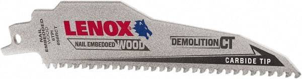 Lenox - 6" Long x 1" Thick, Carbide Reciprocating Saw Blade - Tapered Profile, 6 TPI, Toothed Edge, Tang Shank - Americas Industrial Supply