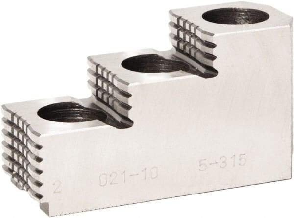 Bison - 12" Max Chuck Diam Compatibility, Steel 1.5mm x 60° Serrated Hard Lathe Top Jaws - 3 Steps - Americas Industrial Supply