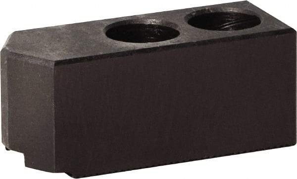 Bison - 169mm Max Chuck Capacity, 1.5mm x 60° Serrated Interface, Square Soft Lathe Chuck Jaw - 3 Jaw, Steel, 20mm Btw Mount Hole Ctrs, 65mm Long, 40mm Wide, 40mm High, 12mm Groove, M10mm Fastener - Americas Industrial Supply