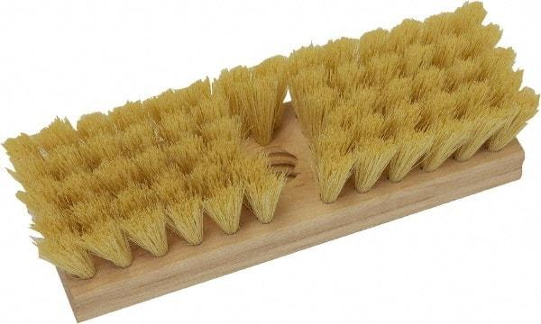 O-Cedar - 2" Bristle Length, Tampico Deck Scrub Brush - 10" Long x 3" Wide Head, 10" OAL, Beige, Wood Block - Americas Industrial Supply