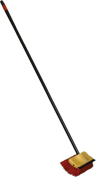 O-Cedar - 2" Bristle Length, Polypropylene Scrub Brush - 10" Long x 5" Wide Head, 10" OAL, Red, Plastic Block - Americas Industrial Supply