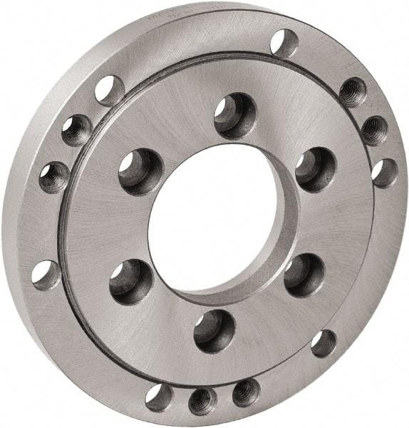 Bison - Adapter Back Plate for 5" Diam Self Centering Lathe Chucks - A2-6 Mount, 3.0315" Through Hole Diam, 6.4961" OD, 0.1378" Flange Height, Cast Iron - Americas Industrial Supply