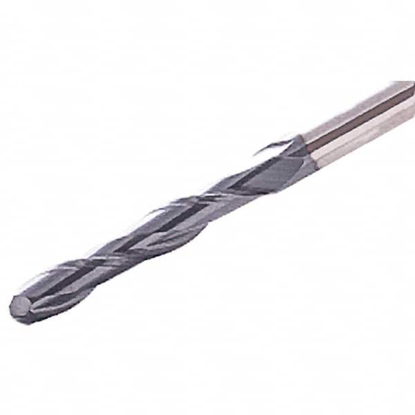 Iscar - 4mm Diam, 30mm LOC, 2 Flute Solid Carbide Ball End Mill - TiAlN Finish, Single End, 75mm OAL, 4mm Shank Diam, Spiral Flute - Americas Industrial Supply