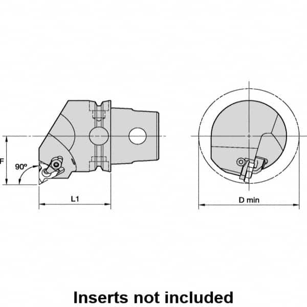 Kennametal - Insert Style LT 16NL, 40mm Head Length, Left Hand Cut, Internal Modular Threading Cutting Unit Head - System Size KM40TS, 27mm Center to Cutting Edge, Series LT Threading - Americas Industrial Supply