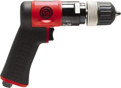 Chicago Pneumatic - 3/8" Keyless Chuck - Pistol Grip Handle, 3,000 RPM, 0.6 hp, 90 psi - Americas Industrial Supply