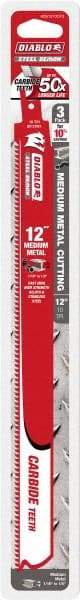 Freud - 12" Long x 1" Thick, Carbide Reciprocating Saw Blade - Straight Profile, 10 TPI, Toothed Edge, Tang Shank - Americas Industrial Supply