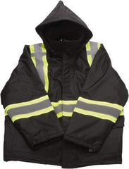 Viking - Size 2XL, Black, Cold Weather Jacket - 51" Chest, 2 Pockets, Detachable Hood, Hook & Loop Wrist - Americas Industrial Supply
