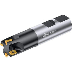 Walter - 16mm Cut Diam, 8mm Max Depth of Cut, 16mm Shank Diam, 90mm OAL, Indexable Square Shoulder End Mill - LDMW08T204R, LDMT08T204R Inserts, Weldon Shank, 0° Lead Angle, Through Coolant, Series M4130 - Americas Industrial Supply