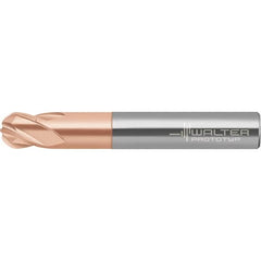 Walter-Prototyp - 6mm Diam, 4.8mm LOC, 4 Flute Solid Carbide Ball End Mill - AlTiN Finish, Single End, 63mm OAL, 8mm Shank Diam, Spiral Flute - Americas Industrial Supply