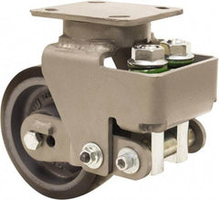 Hamilton - 6" Diam x 2" Wide, Polyurethane Mold on to Cast Iron Center Swivel Caster - 1,315 Lb Capacity, Top Plate Mount, 4" x 5" Plate, Sealed Precision Ball Bearing Bearing - Americas Industrial Supply