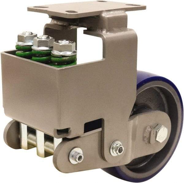 Hamilton - 8" Diam x 3" Wide, Polyurethane Mold on to Cast Iron Center Rigid Caster - 2,000 Lb Capacity, Top Plate Mount, 4-1/2" x 6-1/2" Plate, Sealed Precision Ball Bearing Bearing - Americas Industrial Supply