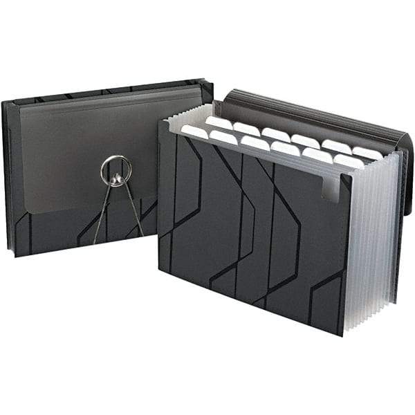 Pendaflex - 11-3/4 x 9-1/2", Letter Size, Black, Expandable File Folders with Elastic Cord Closure - 1/6 Tab Cut Location - Americas Industrial Supply