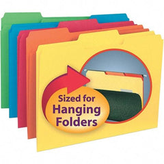 SMEAD - 11-5/8 x 9-3/16", Letter Size, Assorted Colors, File Folders with Top Tab - 11 Point Stock, Assorted Tab Cut Location - Americas Industrial Supply
