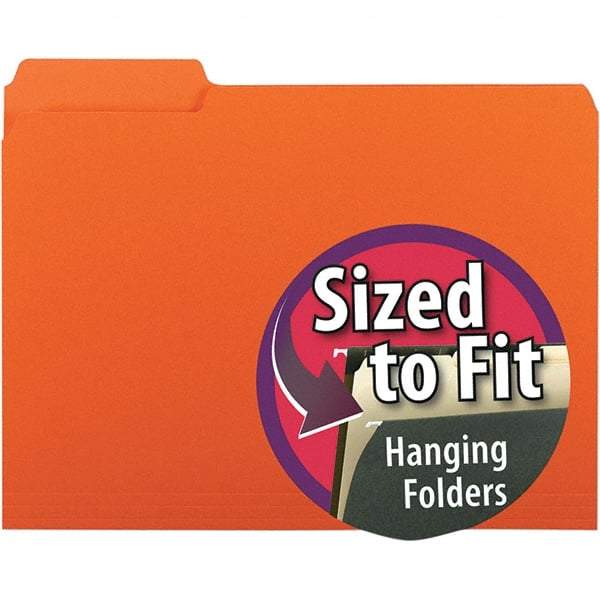 SMEAD - 11-5/8 x 9-3/16", Letter Size, Orange, File Folders with Top Tab - 11 Point Stock, Assorted Tab Cut Location - Americas Industrial Supply