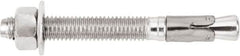 Powers Fasteners - 5/8" Diam, 5/8" Drill, 4-3/4" OAL, 2-1/4" Min Embedment Wedge Expansion Concrete Anchor - 1035 Case Hardened Steel, Zinc-Plated Finish, Hex Nut Head, Hex Drive, 2-7/8" Thread Length - Americas Industrial Supply