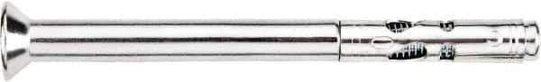 Powers Fasteners - 1/4" Diam, 5/16" Drill, 2-1/4" OAL, 1-3/4" Min Embedment Sleeve Concrete Anchor - 1018 Steel, Zinc-Plated Finish, Flat Head, Combination Slotted/Phillips Drive, 2-1/4" Thread Length - Americas Industrial Supply