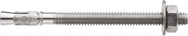 Powers Fasteners - 1/2" Diam, 1/2" Drill, 2-3/4" OAL, 1-1/2" Min Embedment Wedge Expansion Concrete Anchor - 316 Stainless Steel, Hex Nut Head, Hex Drive, 1" Thread Length - Americas Industrial Supply