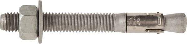 Powers Fasteners - 3/4" Diam, 3/4" Drill, 7" OAL, 1-1/2" Min Embedment Wedge Expansion Concrete Anchor - 1035 Carbon Steel, Hot Dipped Galvanized Finish, Hex Nut Head, Hex Drive, 4-5/8" Thread Length - Americas Industrial Supply