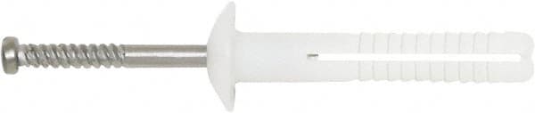 Powers Fasteners - 1/4" Diam, 1/4" Drill, 1" OAL, 2" Min Embedment Hammer Drive Concrete Anchor - 304 Nylon/Stainless Steel, Flat Head, Hammer Drive - Americas Industrial Supply