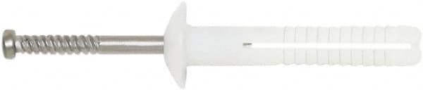 Powers Fasteners - 1/4" Diam, 1/4" Drill, 1-1/2" OAL, 3-5/8" Min Embedment Hammer Drive Concrete Anchor - 304 Nylon/Stainless Steel, Flat Head, Hammer Drive - Americas Industrial Supply