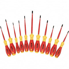 Wiha - 8 Piece Slotted, Phillips, Square & Terminal Xeno Screwdriver Set - Bit Sizes: Philips #1 & #2, Comes in Box - Americas Industrial Supply