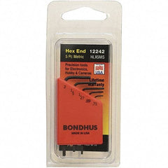 Bondhus - 5 Piece, L-Key Hex Key Set - 0.71 to 2mm Range, Protanium Steel - Americas Industrial Supply