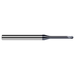 0.02″ Dia. × 1/4″ Shank × 0.016″ DOC × 2-1/2″ OAL, Carbide AlTiN, 2 Flute, Ballnose End Mill - Exact Industrial Supply
