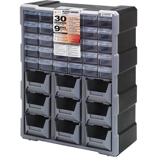 Quantum Storage - 39 Drawer, Small Parts Drawer Cabinet System - 23-3/4" Deep x 6-1/4" Wide x 15" High - Americas Industrial Supply