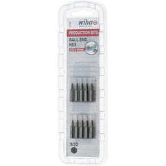 Wiha - 0.093" Ball End Hex Screwdriver Bit - 1/4" Drive, 1" OAL - Americas Industrial Supply