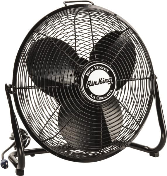 Air King - 18" Blade, 1/6 hp, 1,925, 2,575 & 3,400 CFM, Low Floor Stand Industrial Circulation Fan - Floor Stand, 110 Volts, 0.95/1.65 Amps, 3 Speed - Americas Industrial Supply