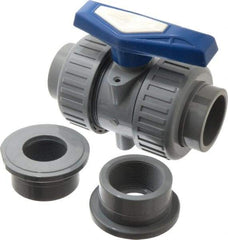 Simtech - 2" Pipe, Full Port, CPVC True Union Design Ball Valve - Inline - Two Way Flow, FNPT x FNPT (with Socket Adapter) Ends, Tee Handle, 232 WOG - Americas Industrial Supply