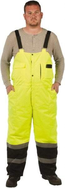 Utility Pro Wear - Size 5XL, Black/Yellow, Snap, Cold Weather Bib Overall - Polyester, Teflon, 5 Pockets, Teflon Fabric Protector, Adjustable Straps, Zipper/Snap Bottom - Americas Industrial Supply
