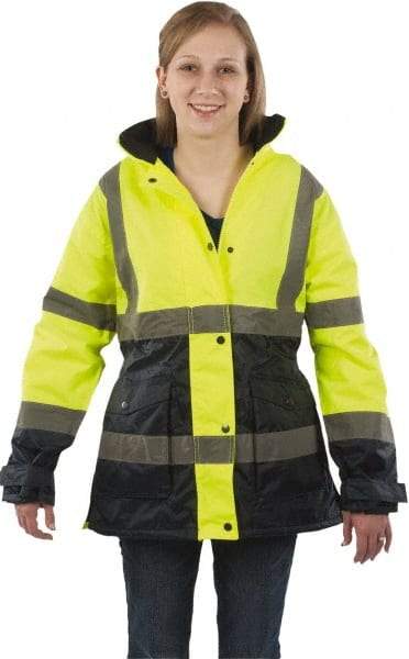 Utility Pro Wear - Size XL Cold Weather & High Visibility Parka - Yellow, Polyester & Teflon, Zipper, Snaps Closure - Americas Industrial Supply